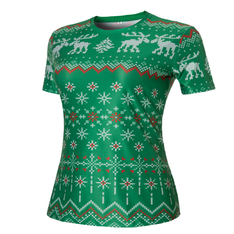 REdbEAR Sports Womens Christmas Running Tech T-Shirt