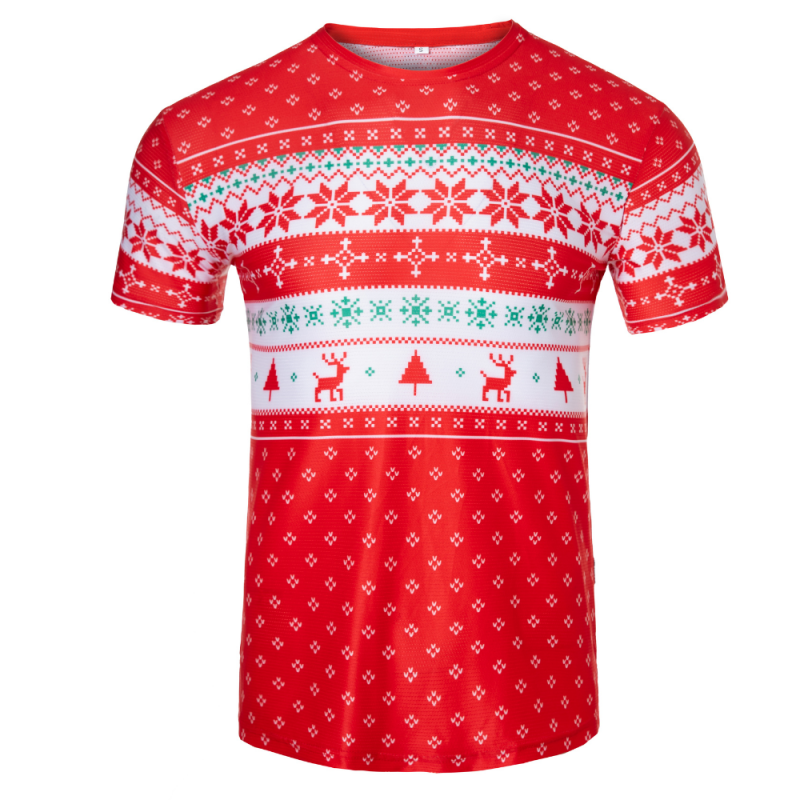 REdbEAR Sports Mens Short Sleeve Christmas Jumper  Running Fitness Technical-T Shirt