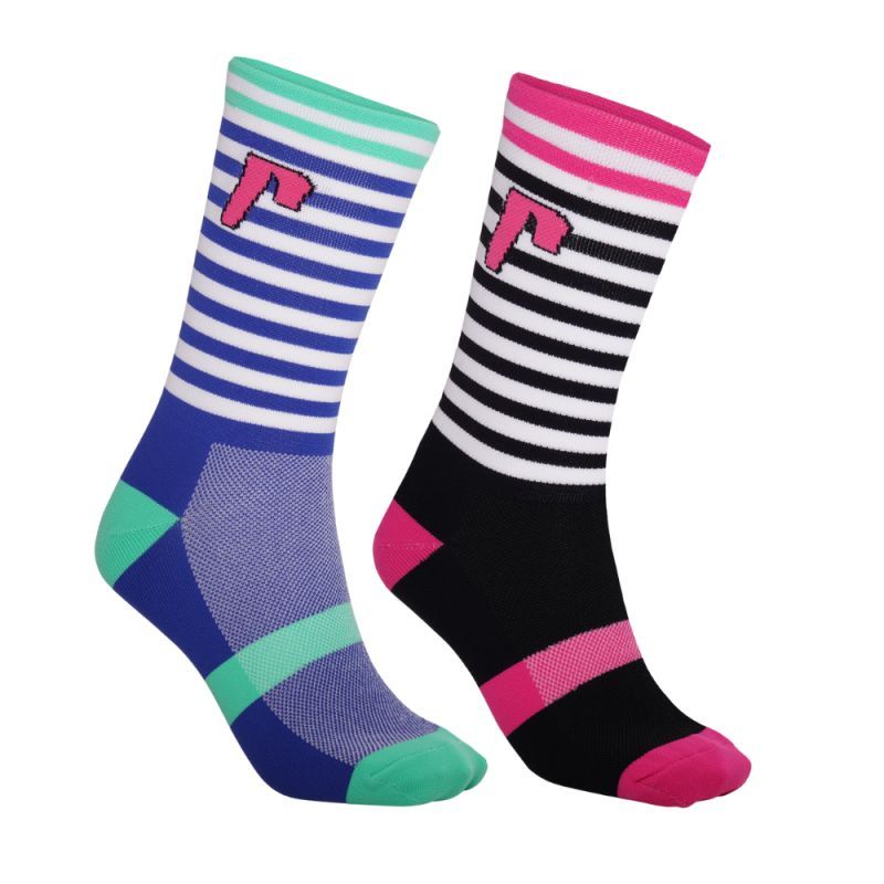 REdbEAR Sports Vibrant Striped Unisex Crew Length Cycle Running Socks