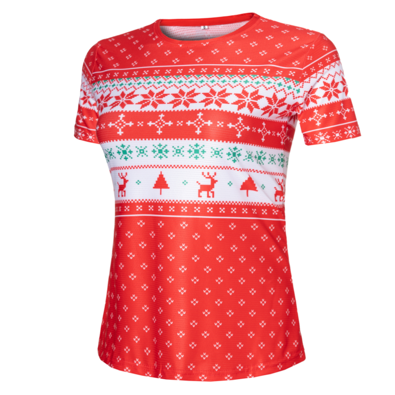 REdbEAR Sports Women's Short Sleeve Christmas Jumper  Running Fitness Top