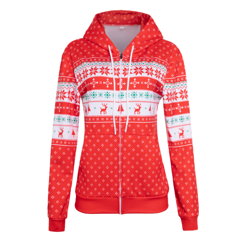 REdbEAR Sports Women's Ugly Christmas Zip Up 