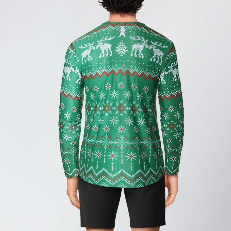 REdbEAR Sports Mens Green Long Sleeve Christm