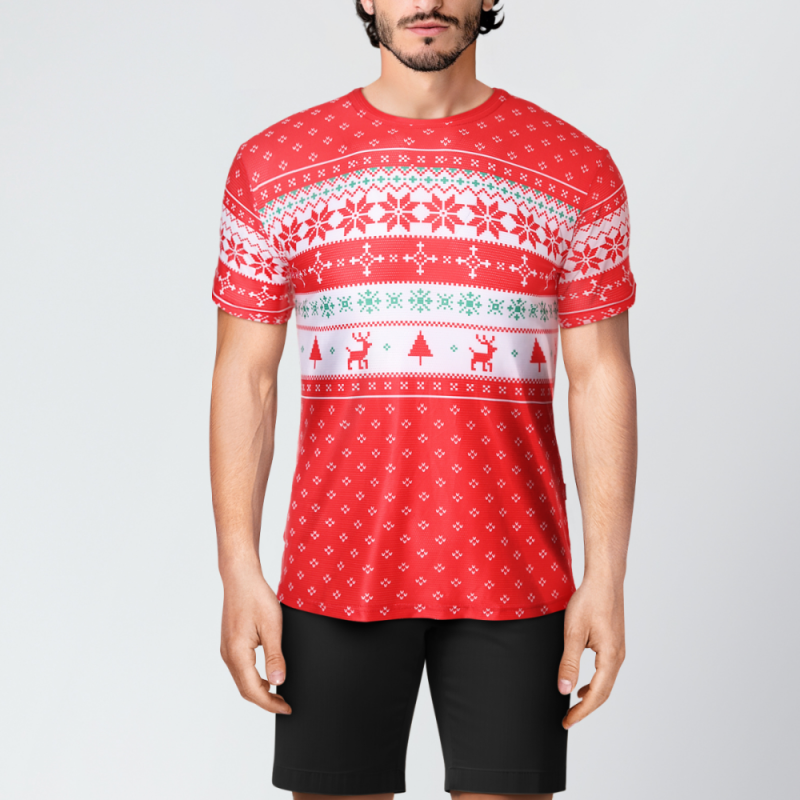 REdbEAR Sports Mens Short Sleeve Christmas Ju