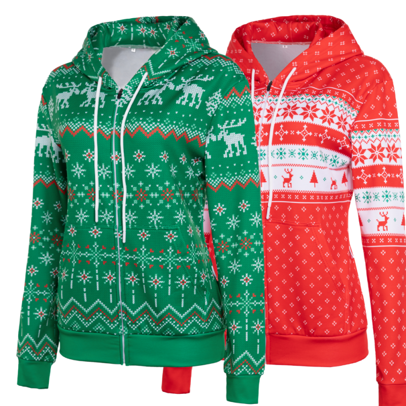 REdbEAR Sports Women's Ugly Christmas Zip Up 