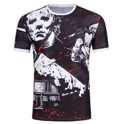 REdbEAR Sports Mens Halloween Horror Short Sleeve Running Shirt