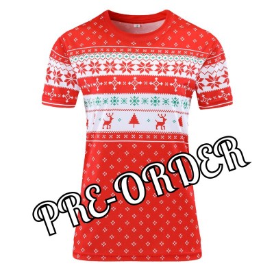 REdbEAR Sports Women's Short Sleeve Christmas Jumper  Running Fitness Top