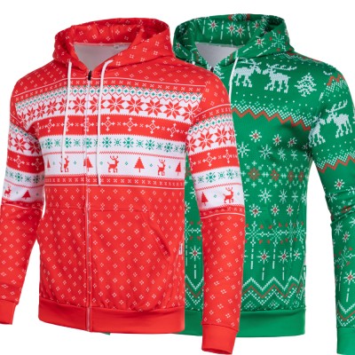 REdbEAR Sports Men's Ugly Christmas Jumper Zip Up Hoodie