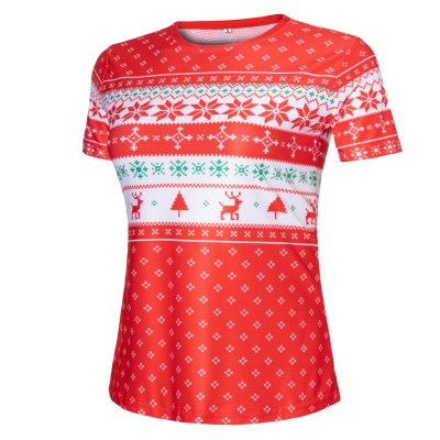 REdbEAR Sports Women's Short Sleeve Christmas Jumper  Running Fitness Top